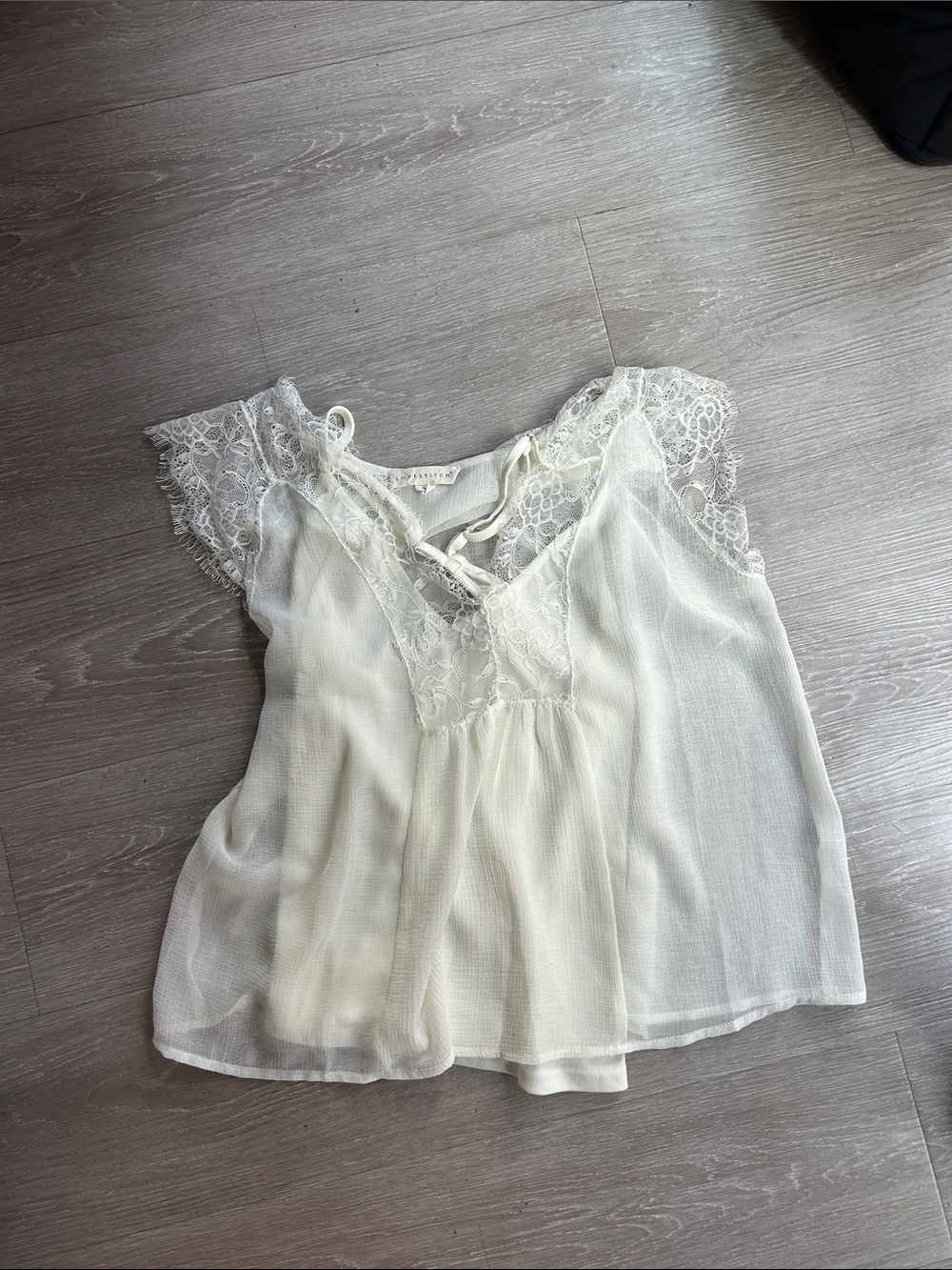 lovestitch Cream Lace Cap Sleeve Blouse